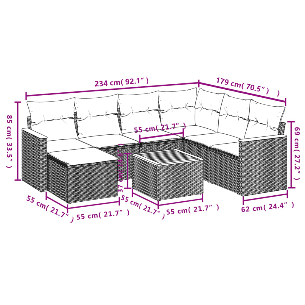 8-delige Loungeset met kussens poly rattan beige is nu te koop bij PeponiXL, paradijselijk wonen!