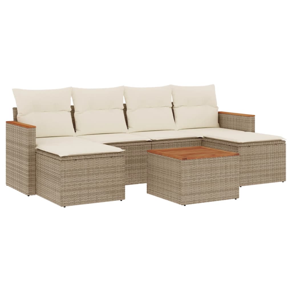 7-delige Loungeset met kussens poly rattan beige is nu te koop bij PeponiXL, paradijselijk wonen!