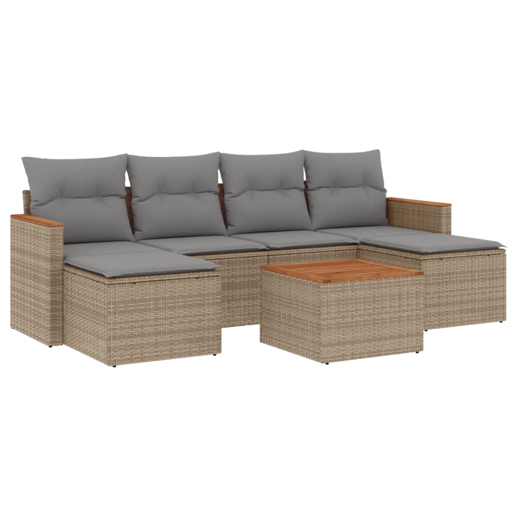 7-delige Loungeset met kussens poly rattan beige is nu te koop bij PeponiXL, paradijselijk wonen!