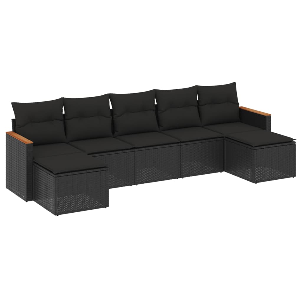 7-delige Loungeset met kussens poly rattan zwart is nu te koop bij PeponiXL, paradijselijk wonen!