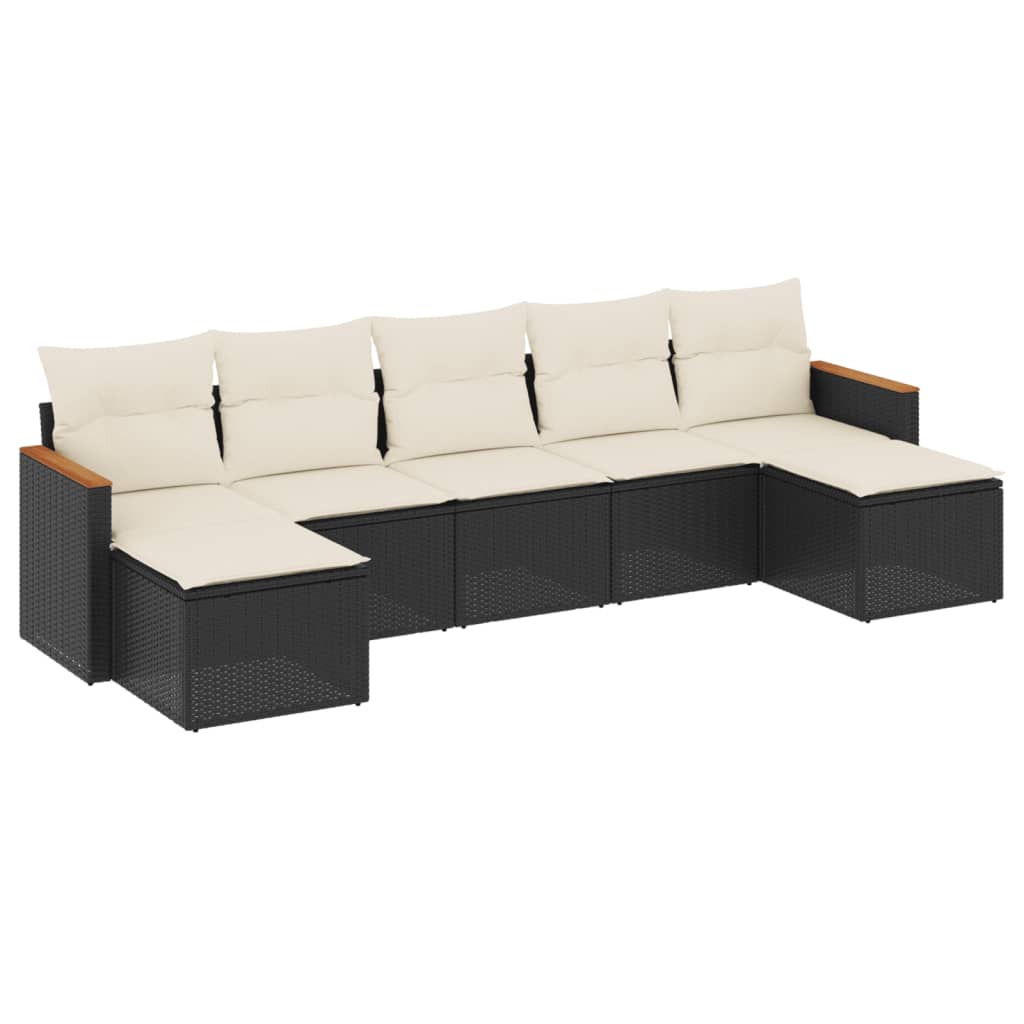 7-delige Loungeset met kussens poly rattan zwart is nu te koop bij PeponiXL, paradijselijk wonen!