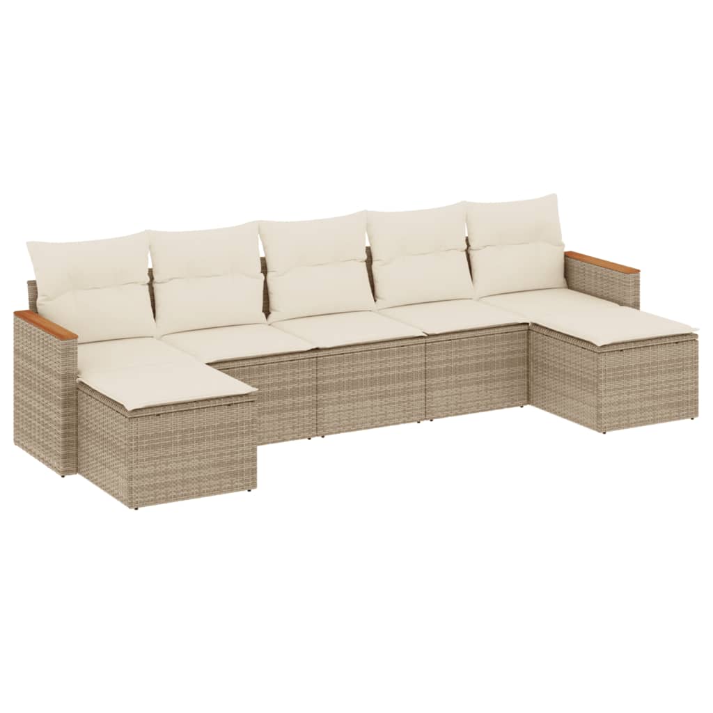 7-delige Loungeset met kussens poly rattan beige is nu te koop bij PeponiXL, paradijselijk wonen!