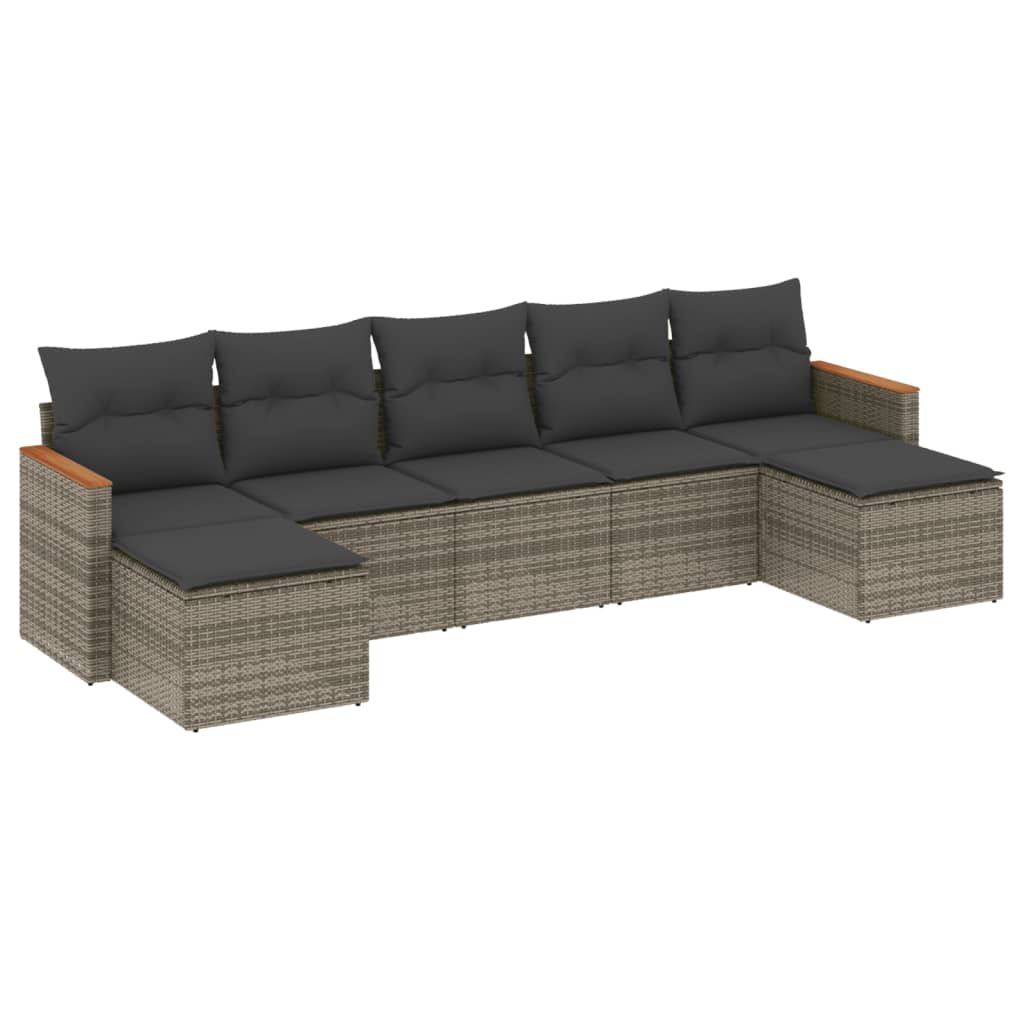 7-delige Loungeset met kussens poly rattan grijs is nu te koop bij PeponiXL, paradijselijk wonen!