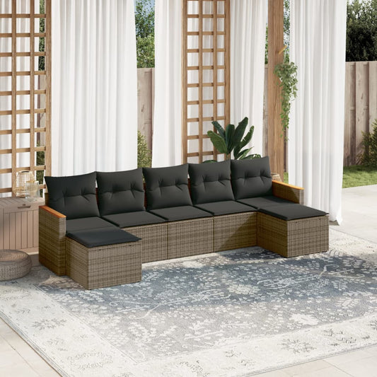 7-delige Loungeset met kussens poly rattan grijs is nu te koop bij PeponiXL, paradijselijk wonen!