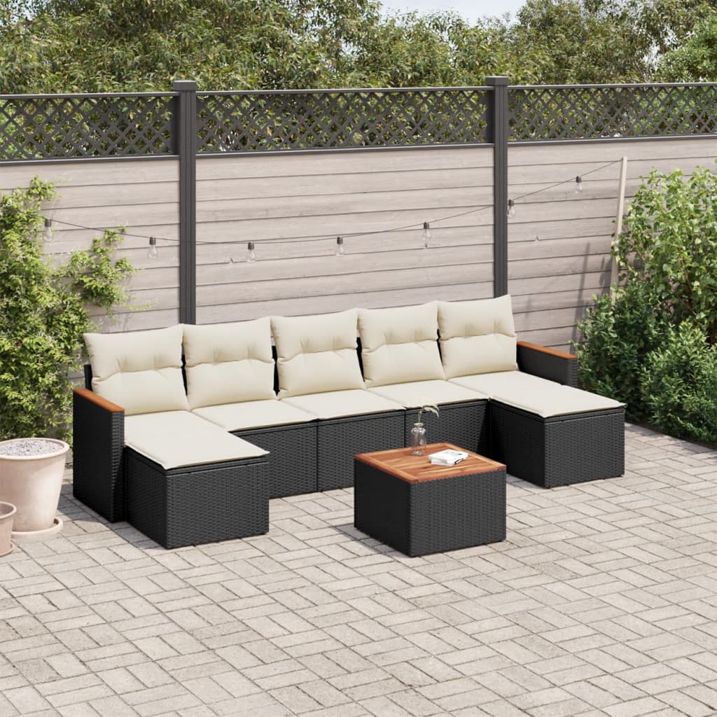 8-delige Loungeset met kussens poly rattan zwart is nu te koop bij PeponiXL, paradijselijk wonen!
