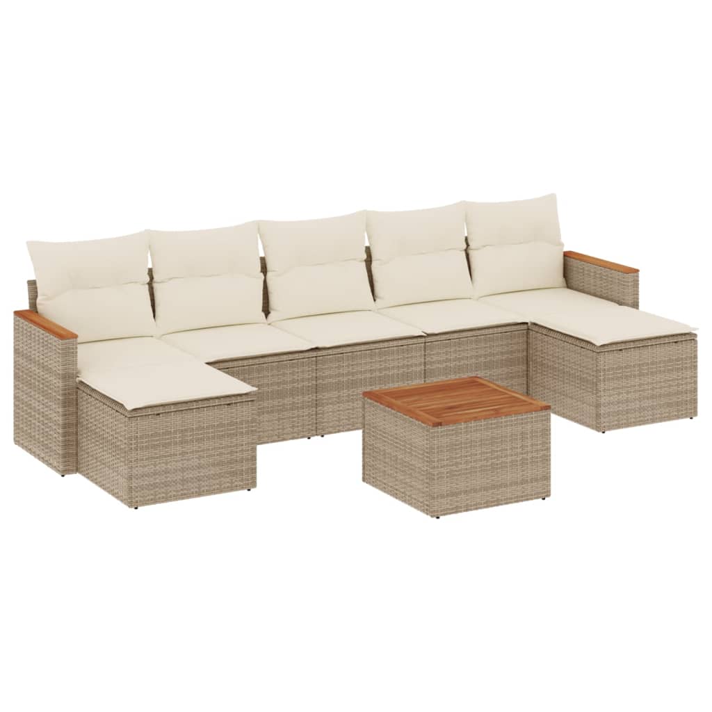 8-delige Loungeset met kussens poly rattan beige is nu te koop bij PeponiXL, paradijselijk wonen!