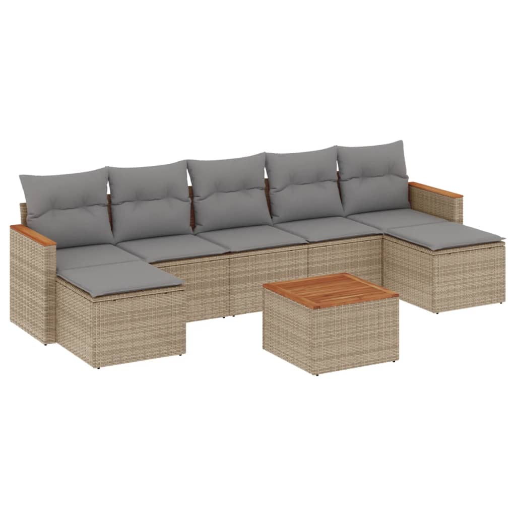 8-delige Loungeset met kussens poly rattan beige is nu te koop bij PeponiXL, paradijselijk wonen!
