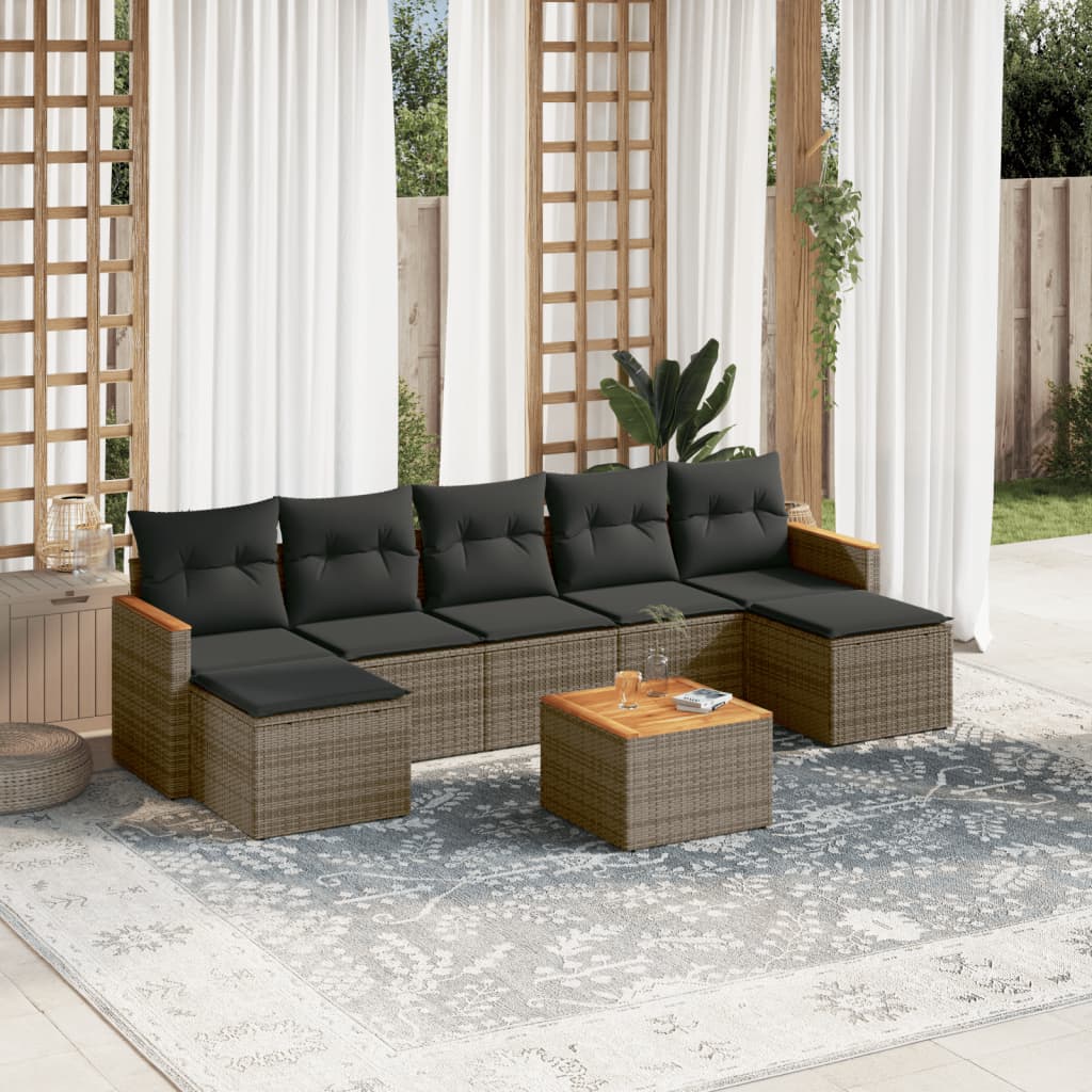 8-delige Loungeset met kussens poly rattan grijs is nu te koop bij PeponiXL, paradijselijk wonen!