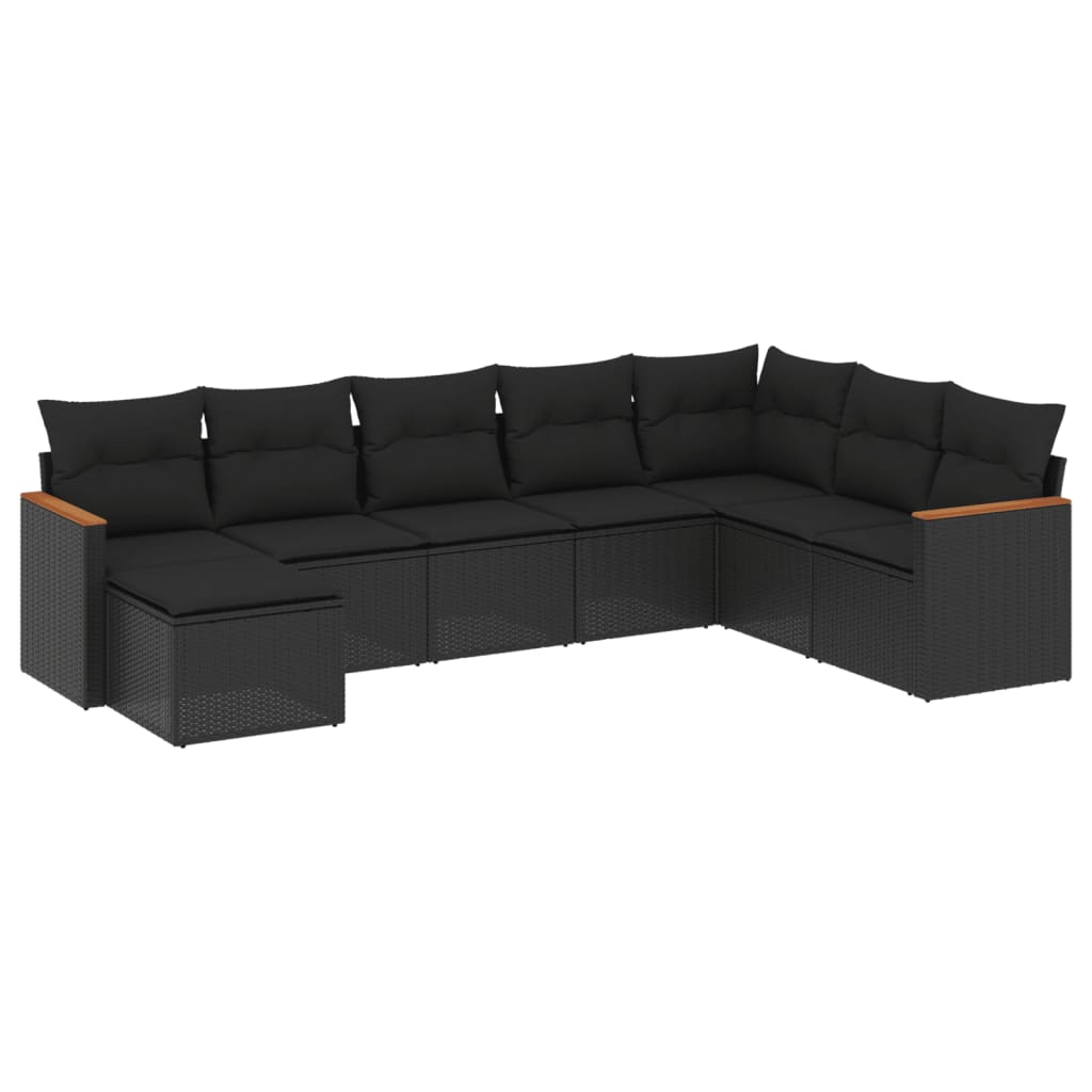 8-delige Loungeset met kussens poly rattan zwart is nu te koop bij PeponiXL, paradijselijk wonen!
