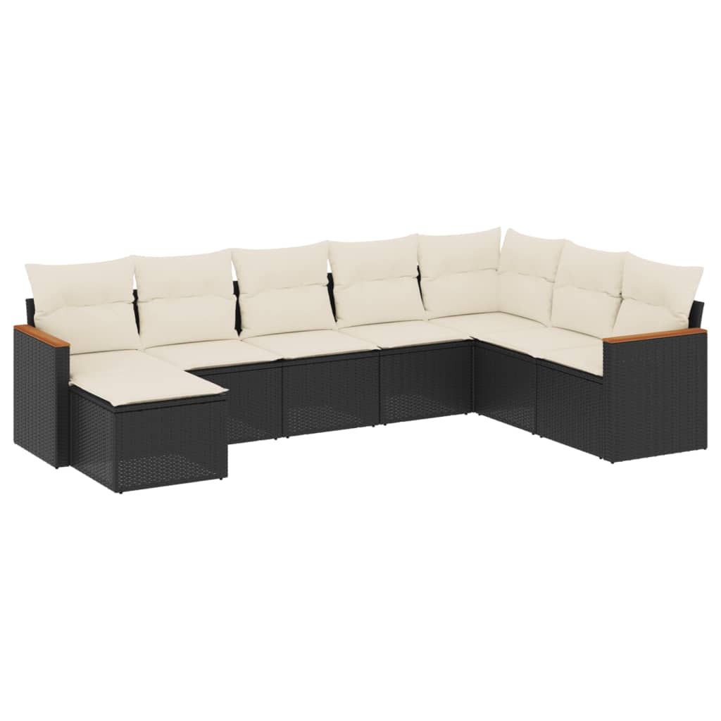8-delige Loungeset met kussens poly rattan zwart is nu te koop bij PeponiXL, paradijselijk wonen!