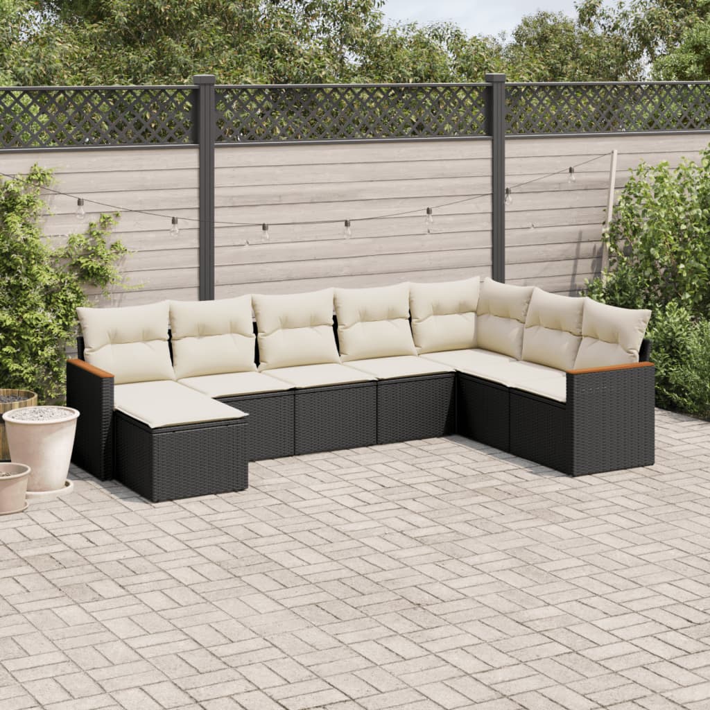 8-delige Loungeset met kussens poly rattan zwart is nu te koop bij PeponiXL, paradijselijk wonen!