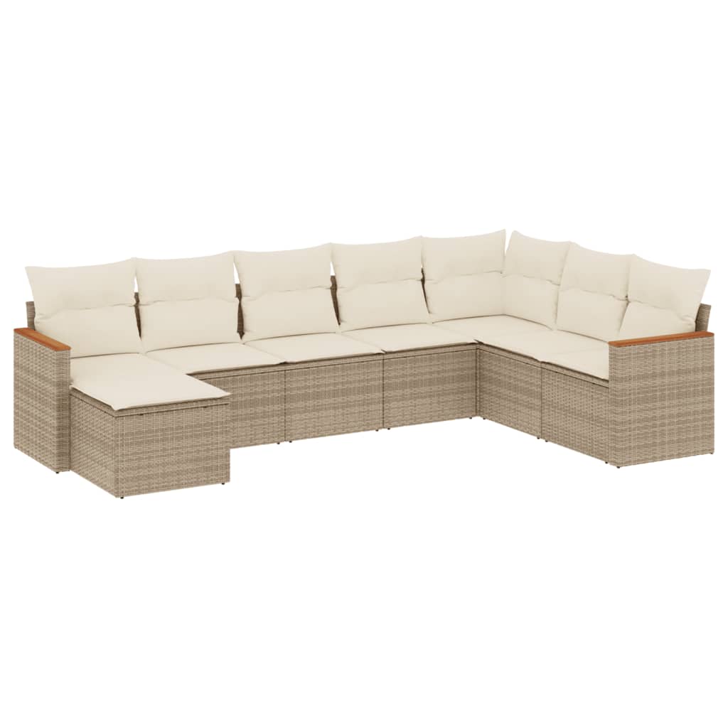 8-delige Loungeset met kussens poly rattan beige is nu te koop bij PeponiXL, paradijselijk wonen!