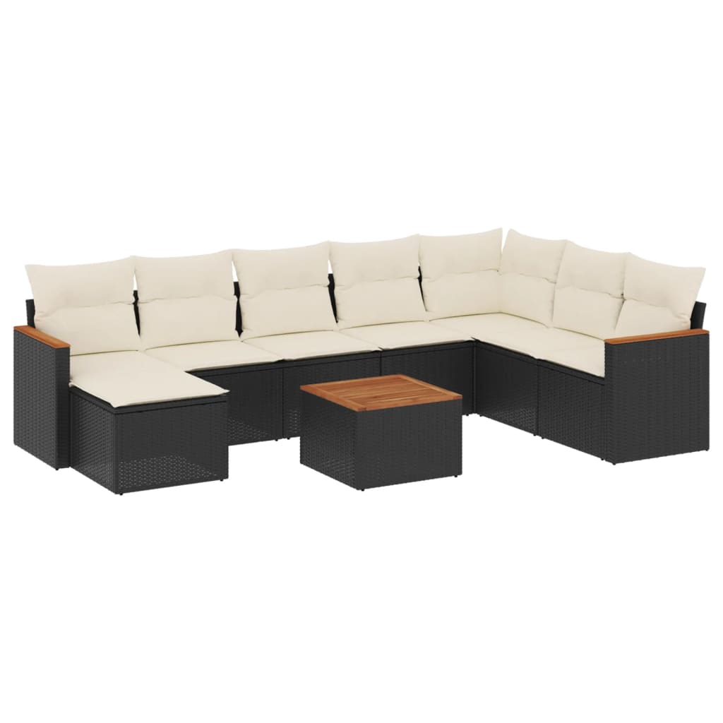 9-delige Loungeset met kussens poly rattan zwart is nu te koop bij PeponiXL, paradijselijk wonen!
