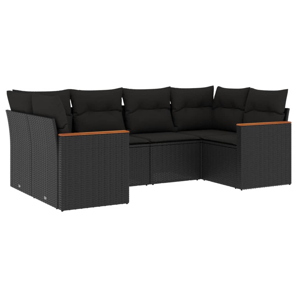 6-delige Loungeset met kussens poly rattan zwart is nu te koop bij PeponiXL, paradijselijk wonen!