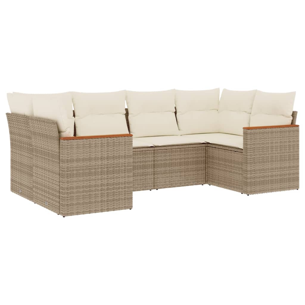 6-delige Loungeset met kussens poly rattan beige is nu te koop bij PeponiXL, paradijselijk wonen!