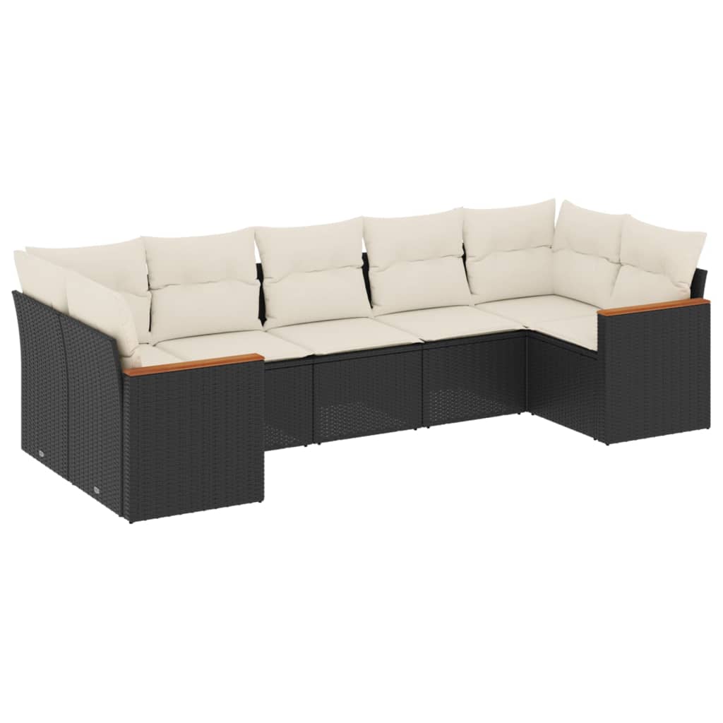 7-delige Loungeset met kussens poly rattan zwart is nu te koop bij PeponiXL, paradijselijk wonen!