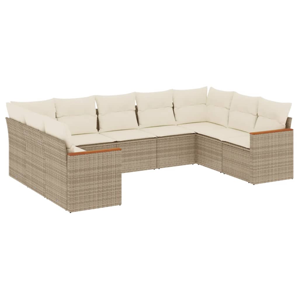 9-delige Loungeset met kussens poly rattan beige is nu te koop bij PeponiXL, paradijselijk wonen!