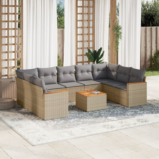 10-delige Loungeset met kussens poly rattan beige is nu te koop bij PeponiXL, paradijselijk wonen!