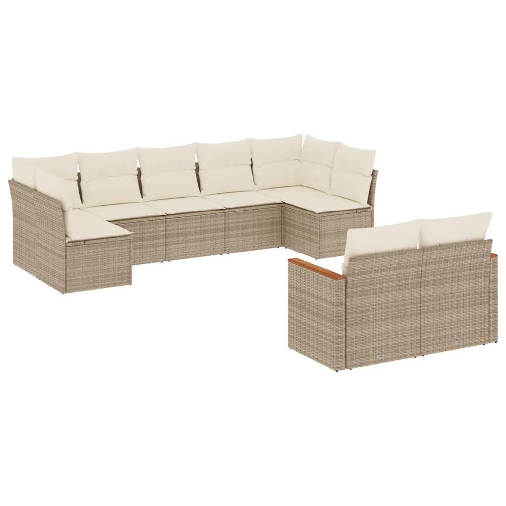 9-delige Loungeset met kussens poly rattan beige is nu te koop bij PeponiXL, paradijselijk wonen!