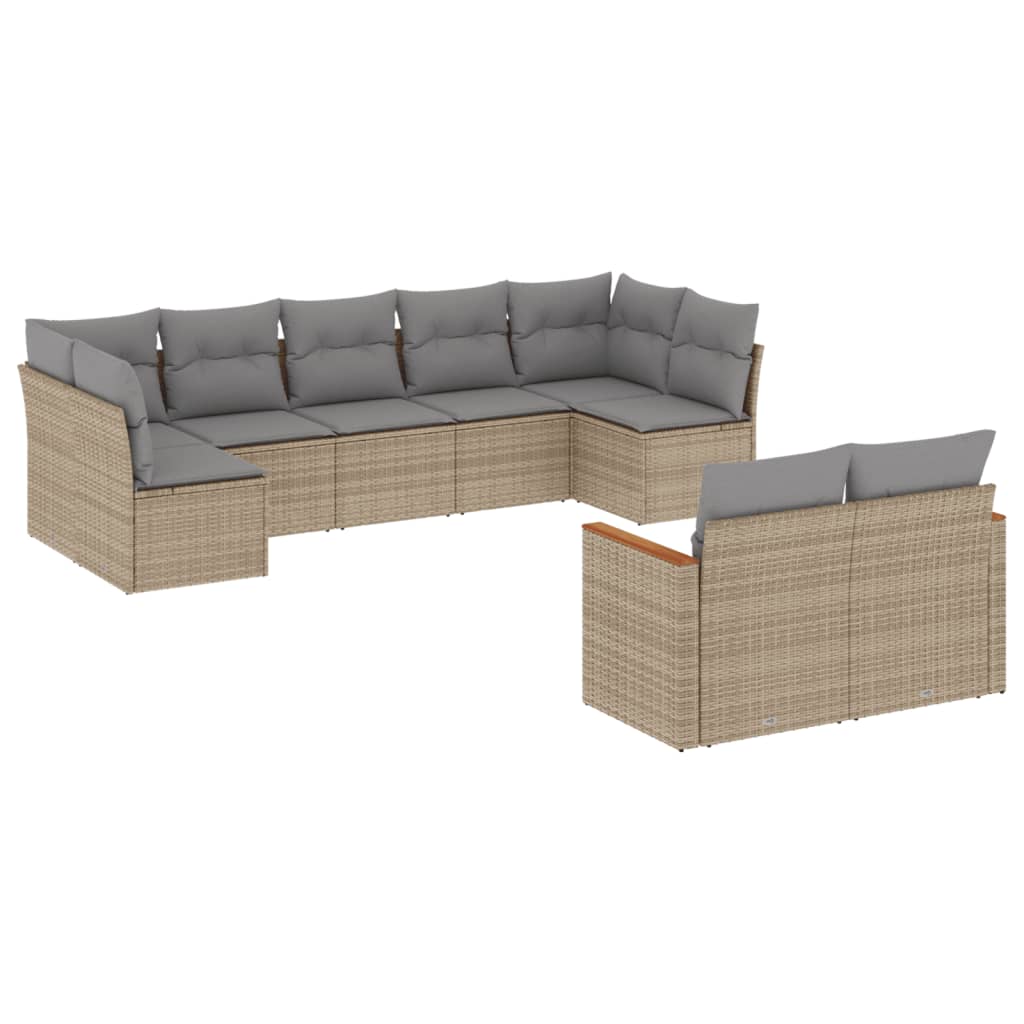 9-delige Loungeset met kussens poly rattan beige is nu te koop bij PeponiXL, paradijselijk wonen!