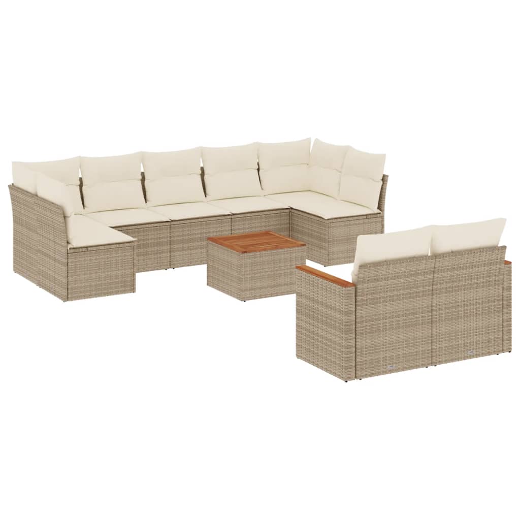 10-delige Loungeset met kussens poly rattan beige is nu te koop bij PeponiXL, paradijselijk wonen!