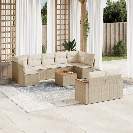 10-delige Loungeset met kussens poly rattan beige is nu te koop bij PeponiXL, paradijselijk wonen!