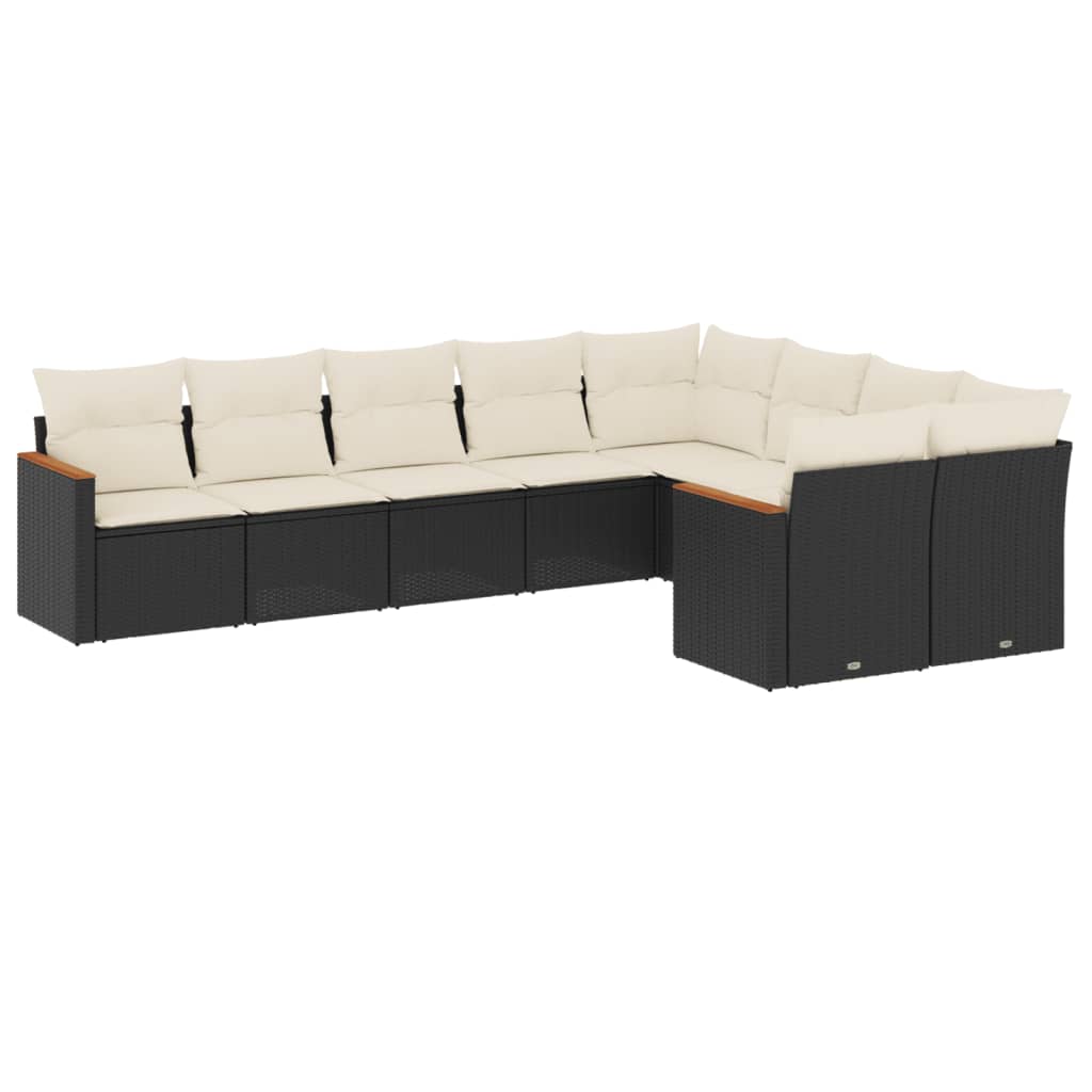 9-delige Loungeset met kussens poly rattan zwart is nu te koop bij PeponiXL, paradijselijk wonen!