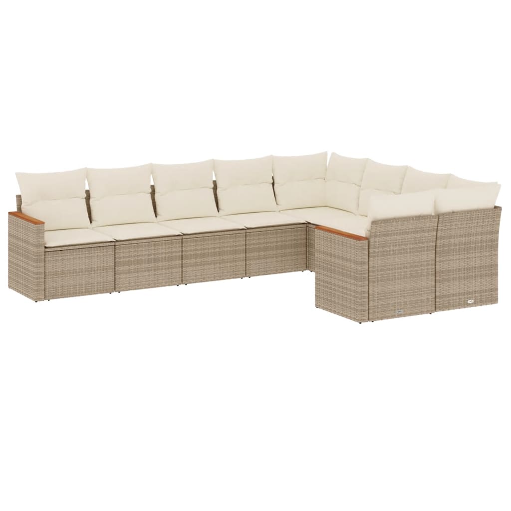 9-delige Loungeset met kussens poly rattan beige is nu te koop bij PeponiXL, paradijselijk wonen!