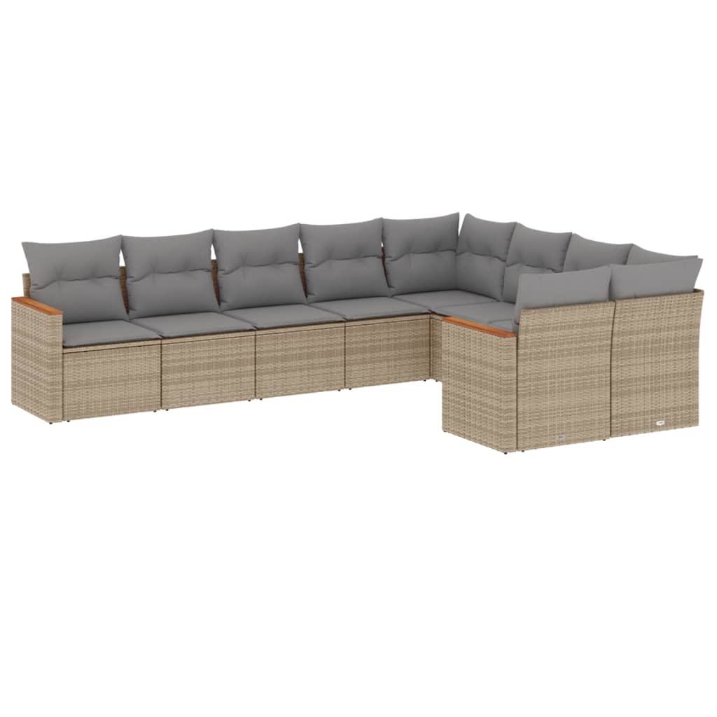 9-delige Loungeset met kussens poly rattan beige is nu te koop bij PeponiXL, paradijselijk wonen!
