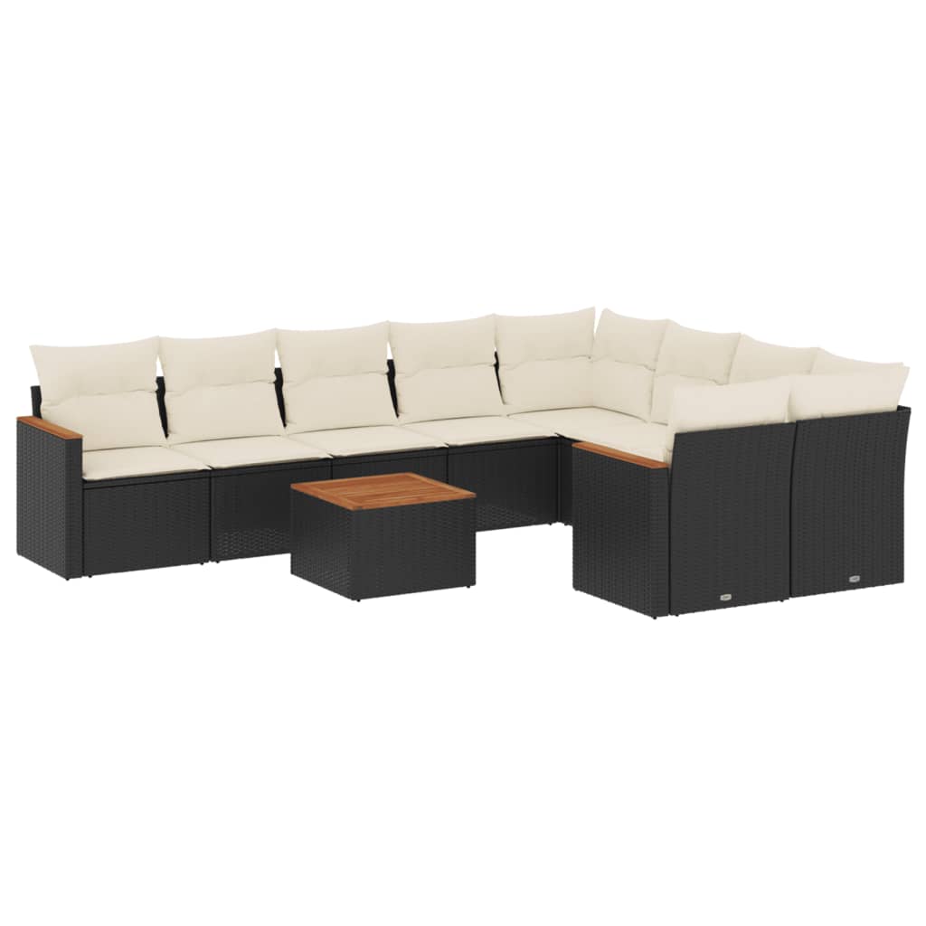 10-delige Loungeset met kussens poly rattan zwart is nu te koop bij PeponiXL, paradijselijk wonen!