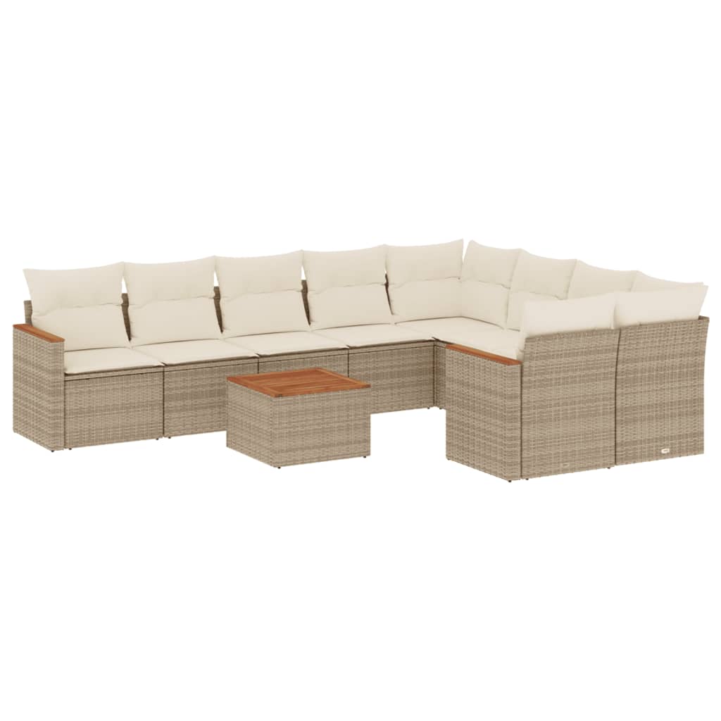 10-delige Loungeset met kussens poly rattan beige is nu te koop bij PeponiXL, paradijselijk wonen!