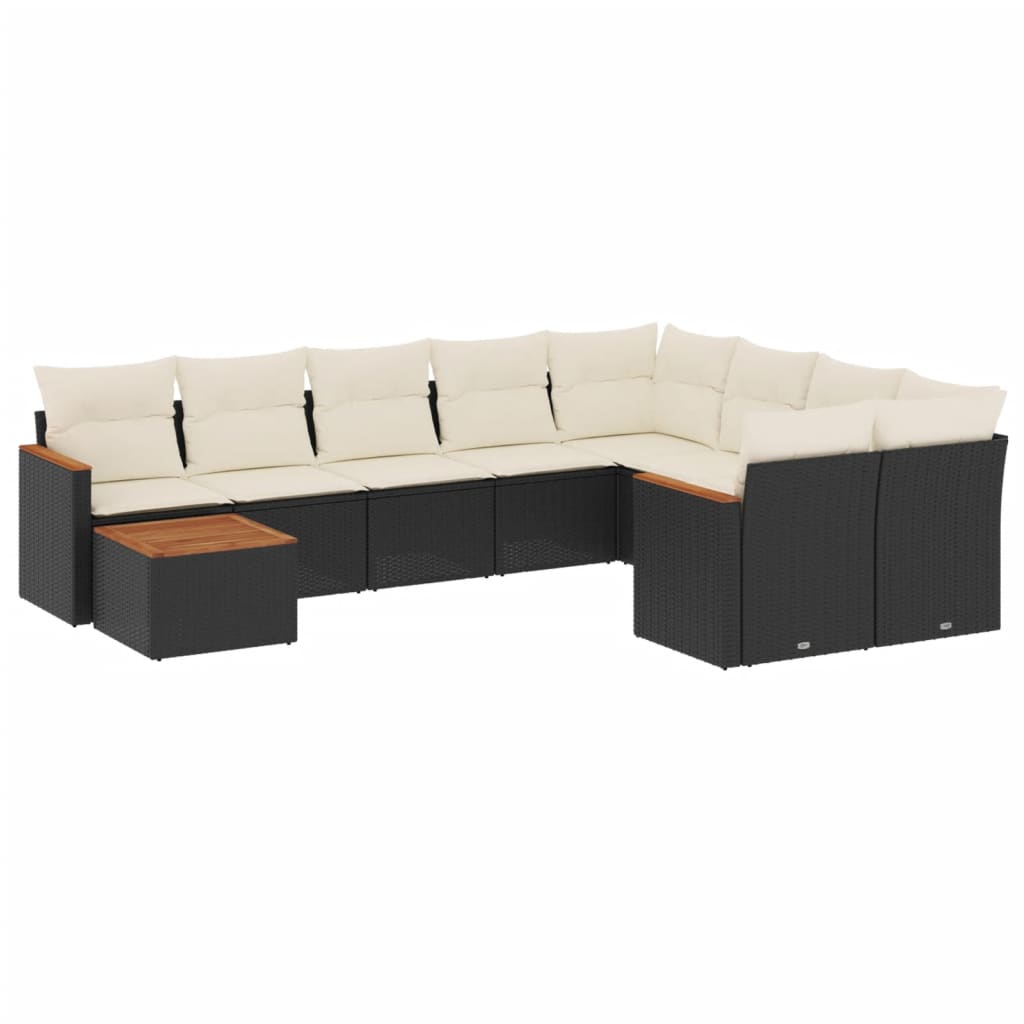 10-delige Loungeset met kussens poly rattan zwart is nu te koop bij PeponiXL, paradijselijk wonen!