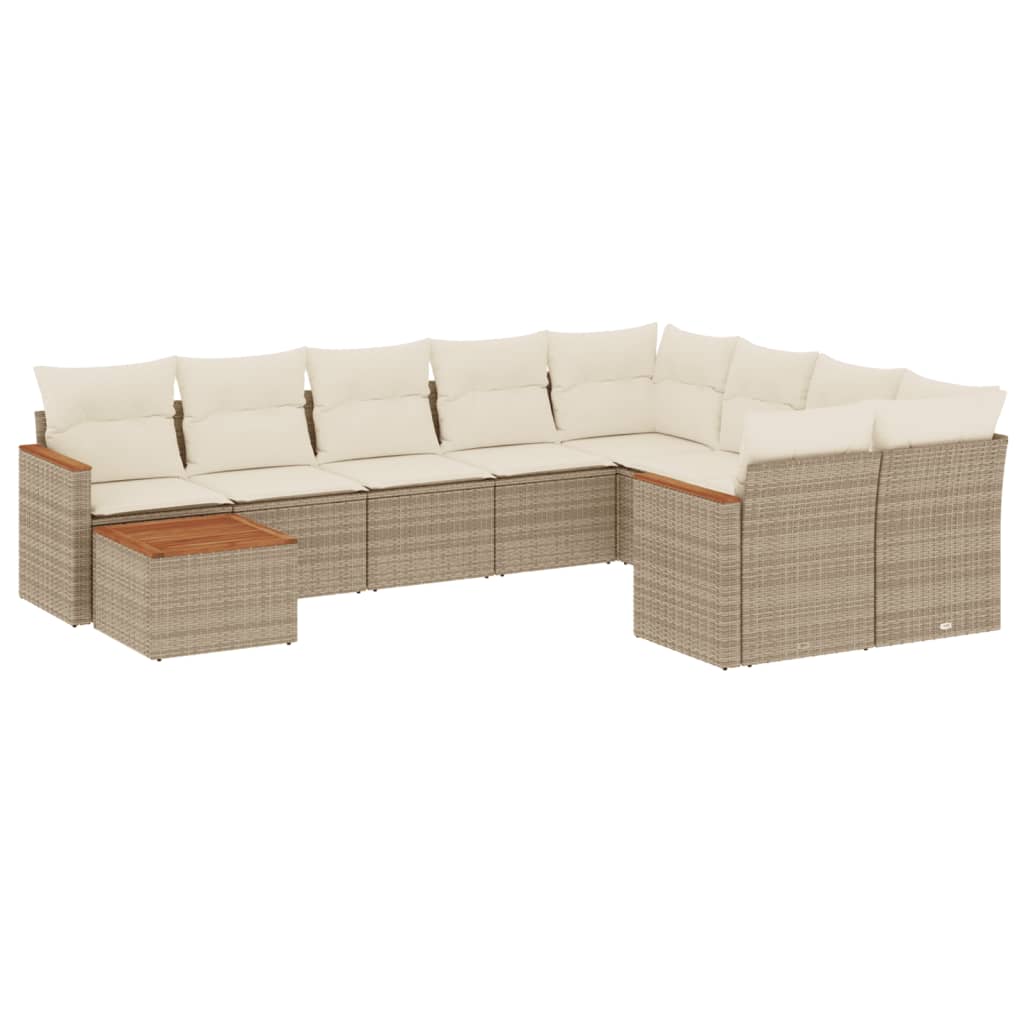 10-delige Loungeset met kussens poly rattan beige is nu te koop bij PeponiXL, paradijselijk wonen!