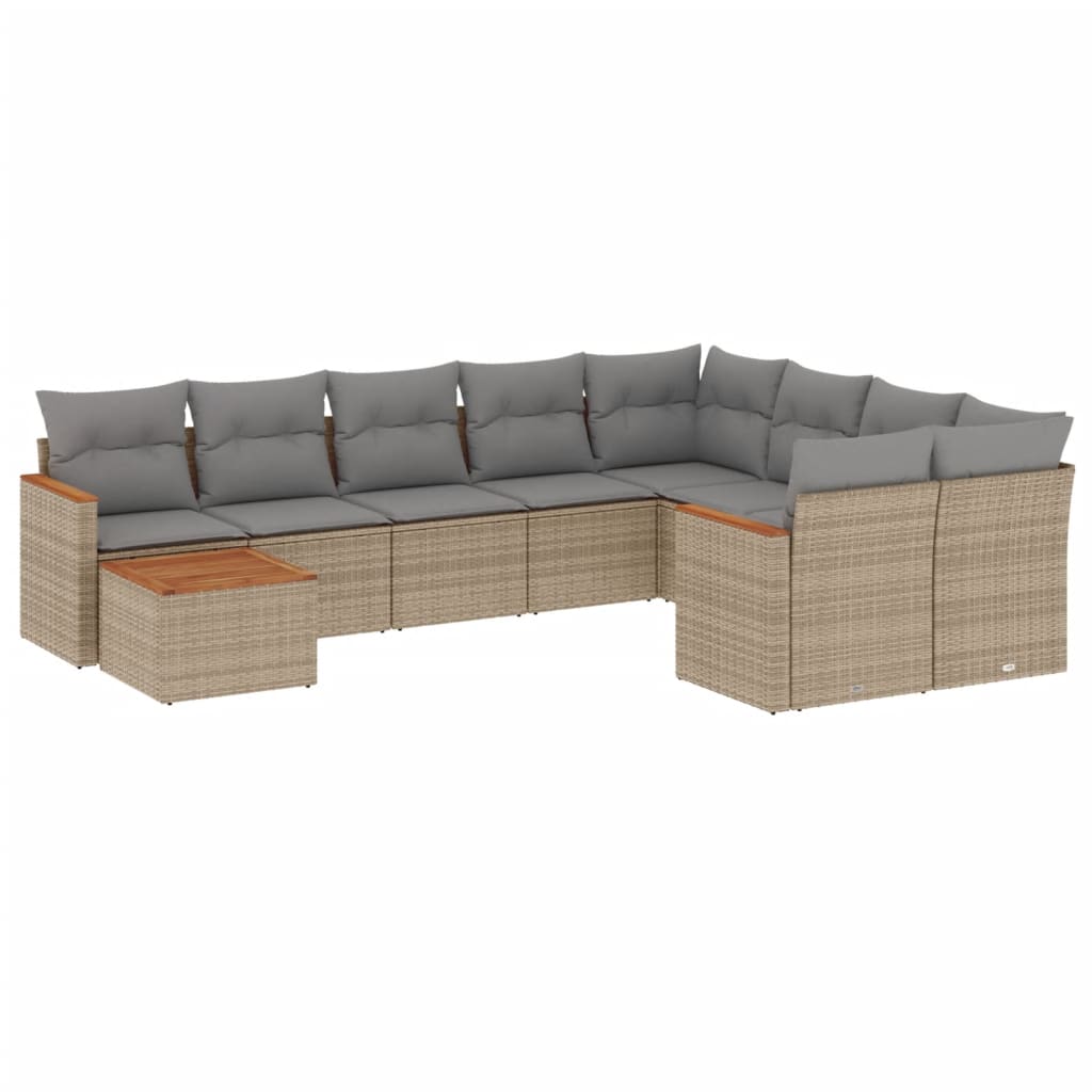 10-delige Loungeset met kussens poly rattan beige is nu te koop bij PeponiXL, paradijselijk wonen!