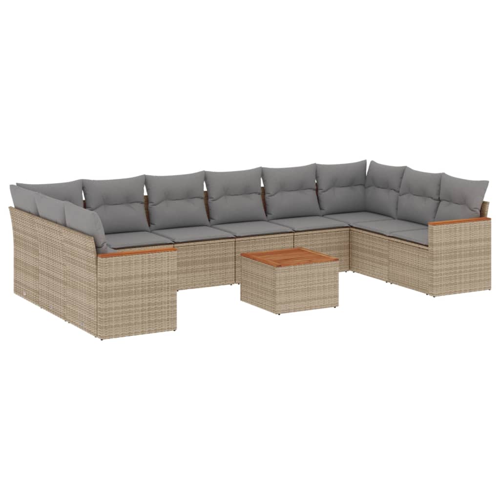 11-delige Tuinset met kussens poly rattan beige is nu te koop bij PeponiXL, paradijselijk wonen!
