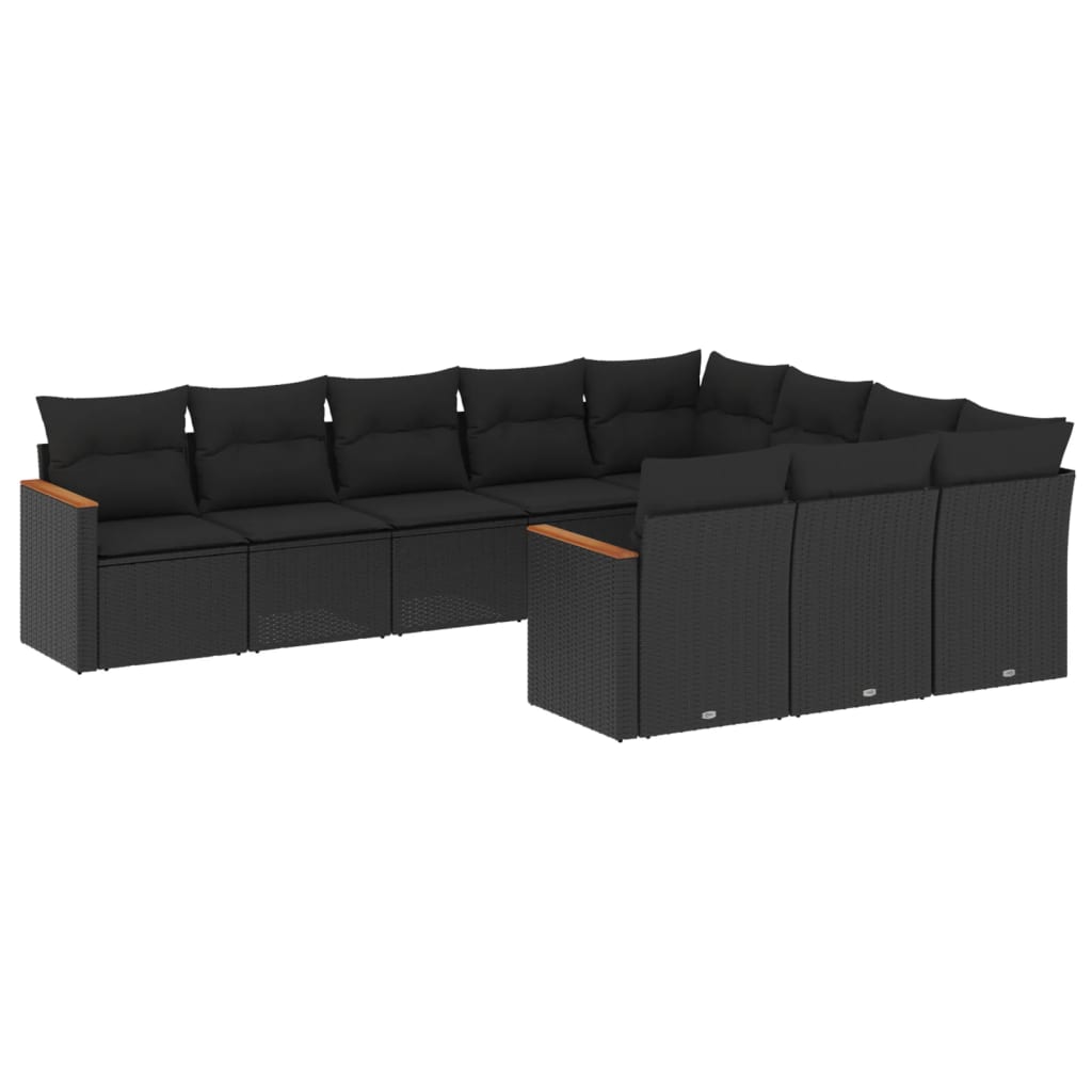 10-delige Loungeset met kussens poly rattan zwart is nu te koop bij PeponiXL, paradijselijk wonen!