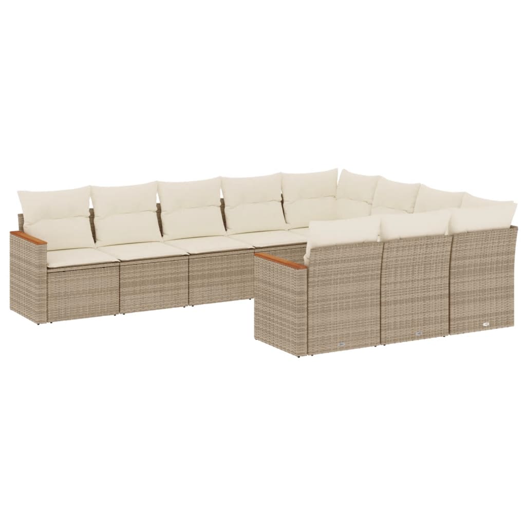 10-delige Loungeset met kussens poly rattan beige is nu te koop bij PeponiXL, paradijselijk wonen!