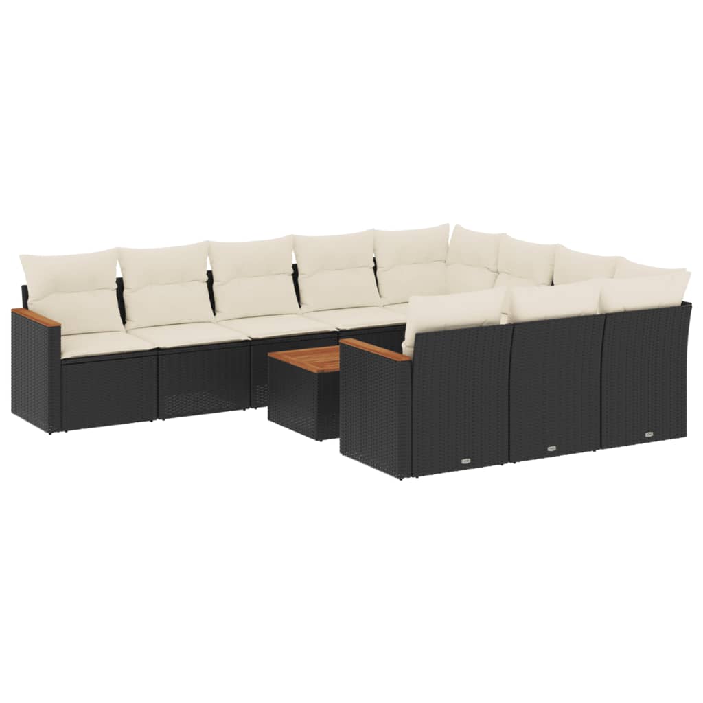 11-delige Loungeset met kussens poly rattan zwart is nu te koop bij PeponiXL, paradijselijk wonen!