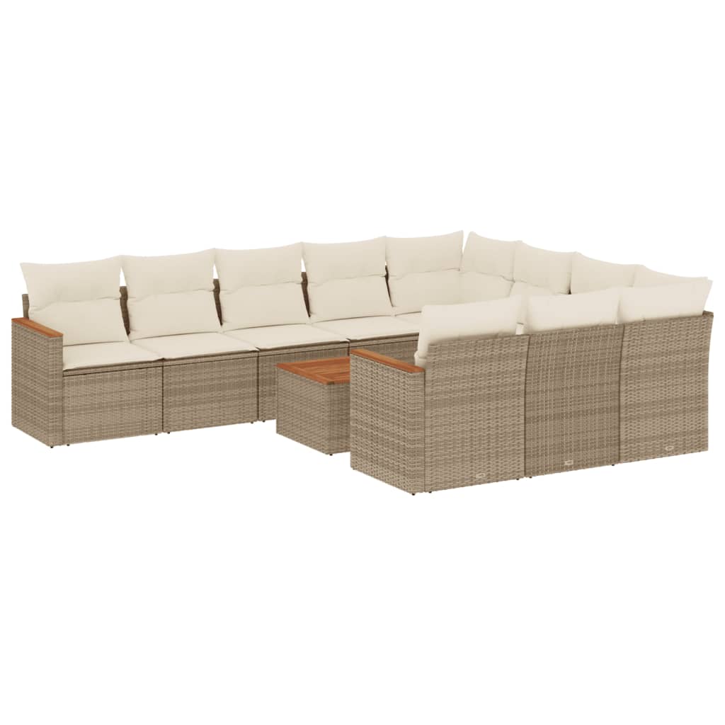 11-delige Tuinset met kussens poly rattan beige is nu te koop bij PeponiXL, paradijselijk wonen!