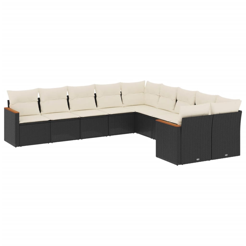 10-delige Loungeset met kussens poly rattan zwart is nu te koop bij PeponiXL, paradijselijk wonen!