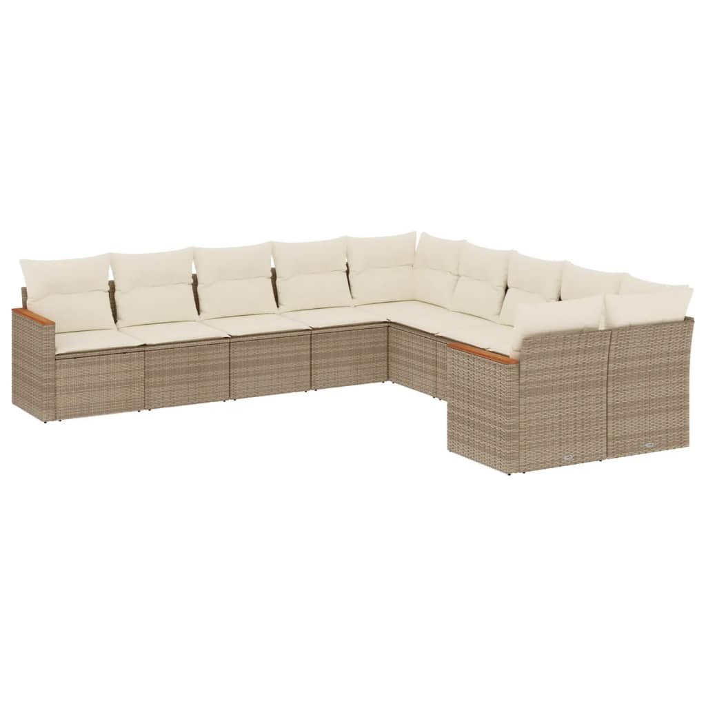 10-delige Loungeset met kussens poly rattan beige is nu te koop bij PeponiXL, paradijselijk wonen!