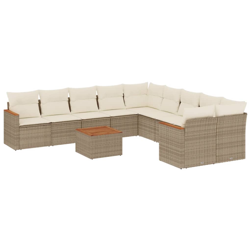 11-delige Tuinset met kussens poly rattan beige is nu te koop bij PeponiXL, paradijselijk wonen!