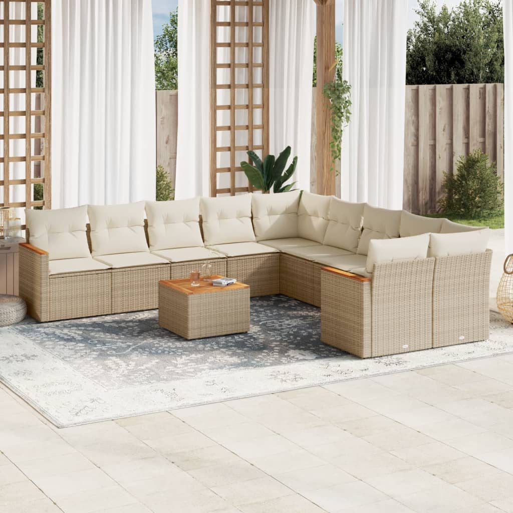 11-delige Tuinset met kussens poly rattan beige is nu te koop bij PeponiXL, paradijselijk wonen!