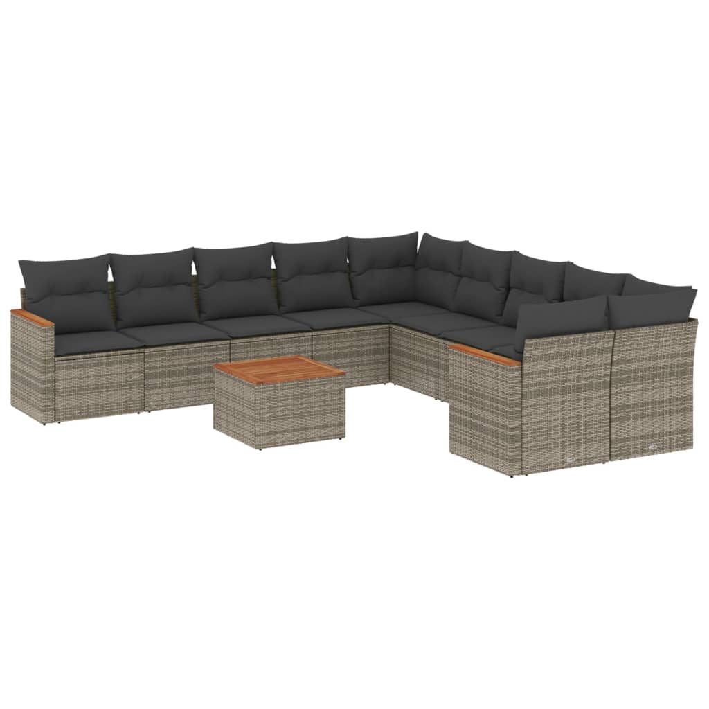 11-delige Loungeset met kussens poly rattan grijs is nu te koop bij PeponiXL, paradijselijk wonen!