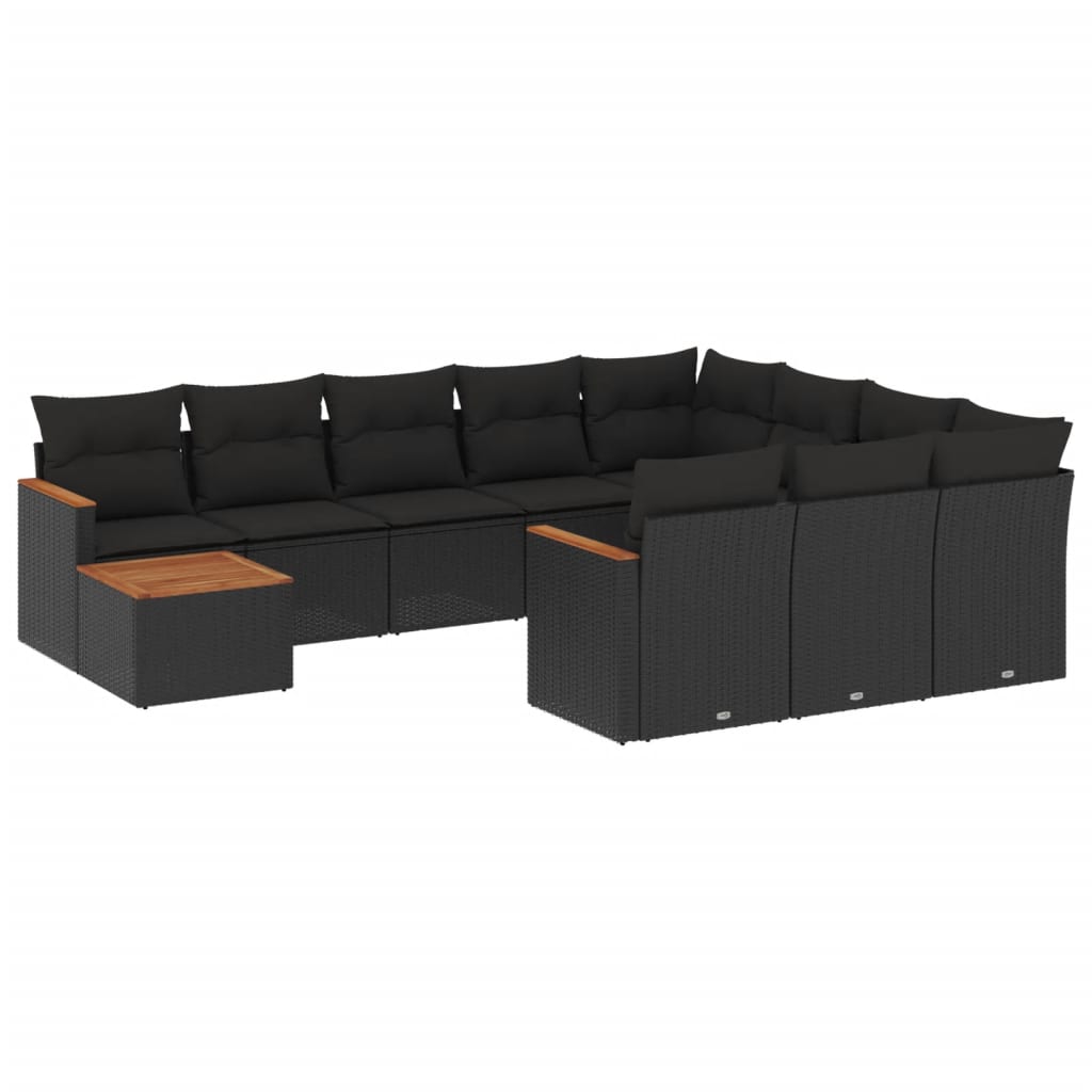 11-delige Loungeset met kussens poly rattan zwart is nu te koop bij PeponiXL, paradijselijk wonen!