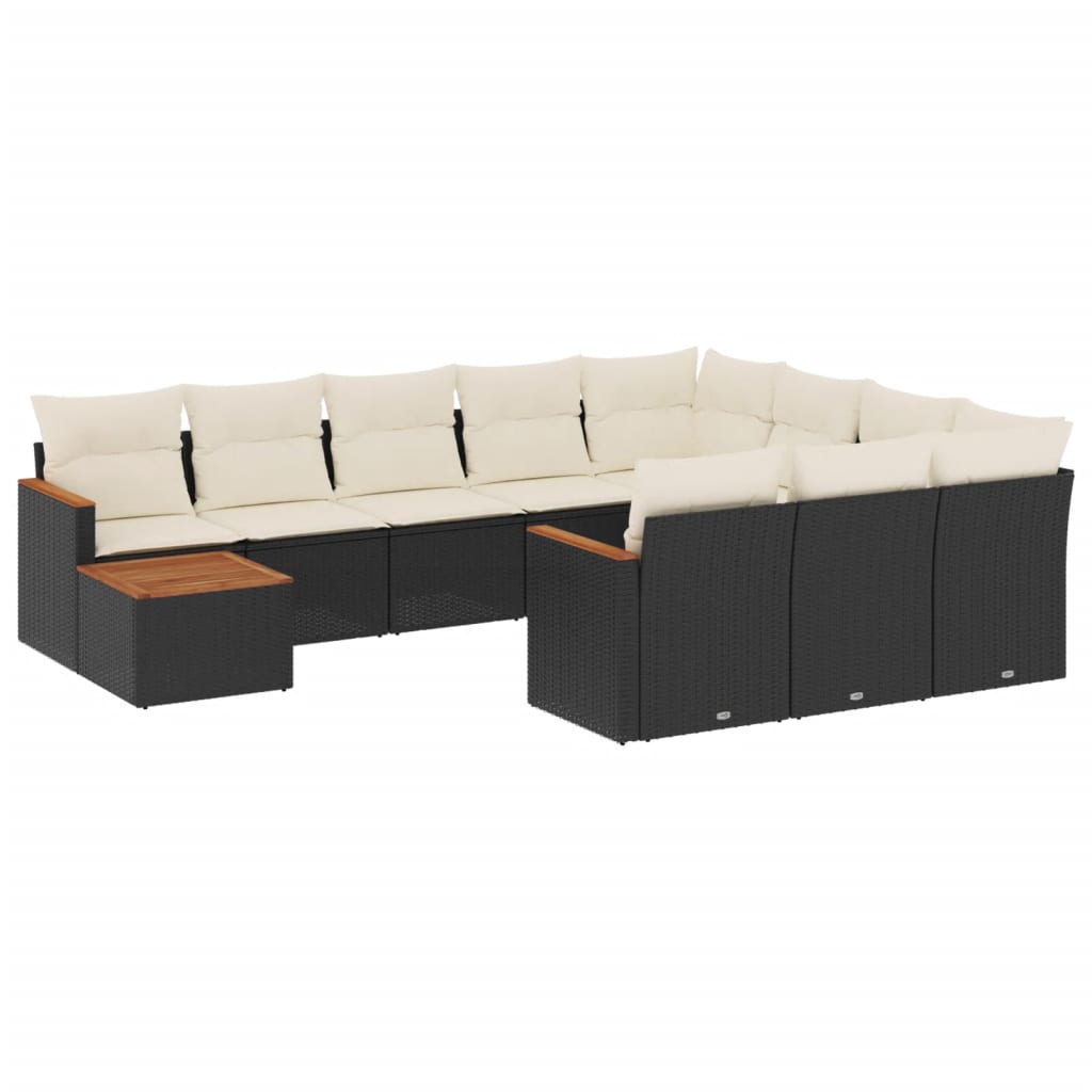 11-delige Loungeset met kussens poly rattan zwart is nu te koop bij PeponiXL, paradijselijk wonen!