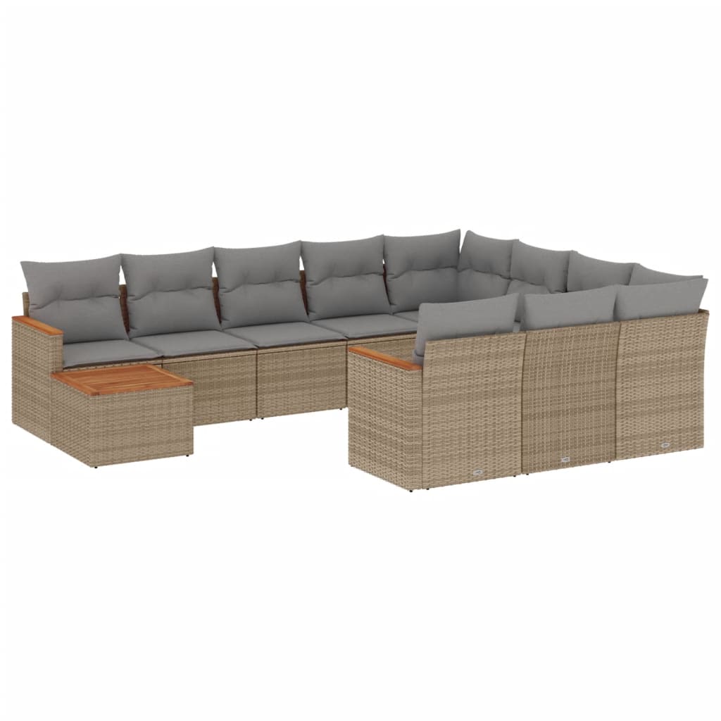11-delige Tuinset met kussens poly rattan beige is nu te koop bij PeponiXL, paradijselijk wonen!