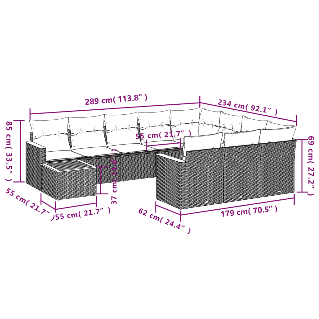 11-delige Tuinset met kussens poly rattan beige is nu te koop bij PeponiXL, paradijselijk wonen!