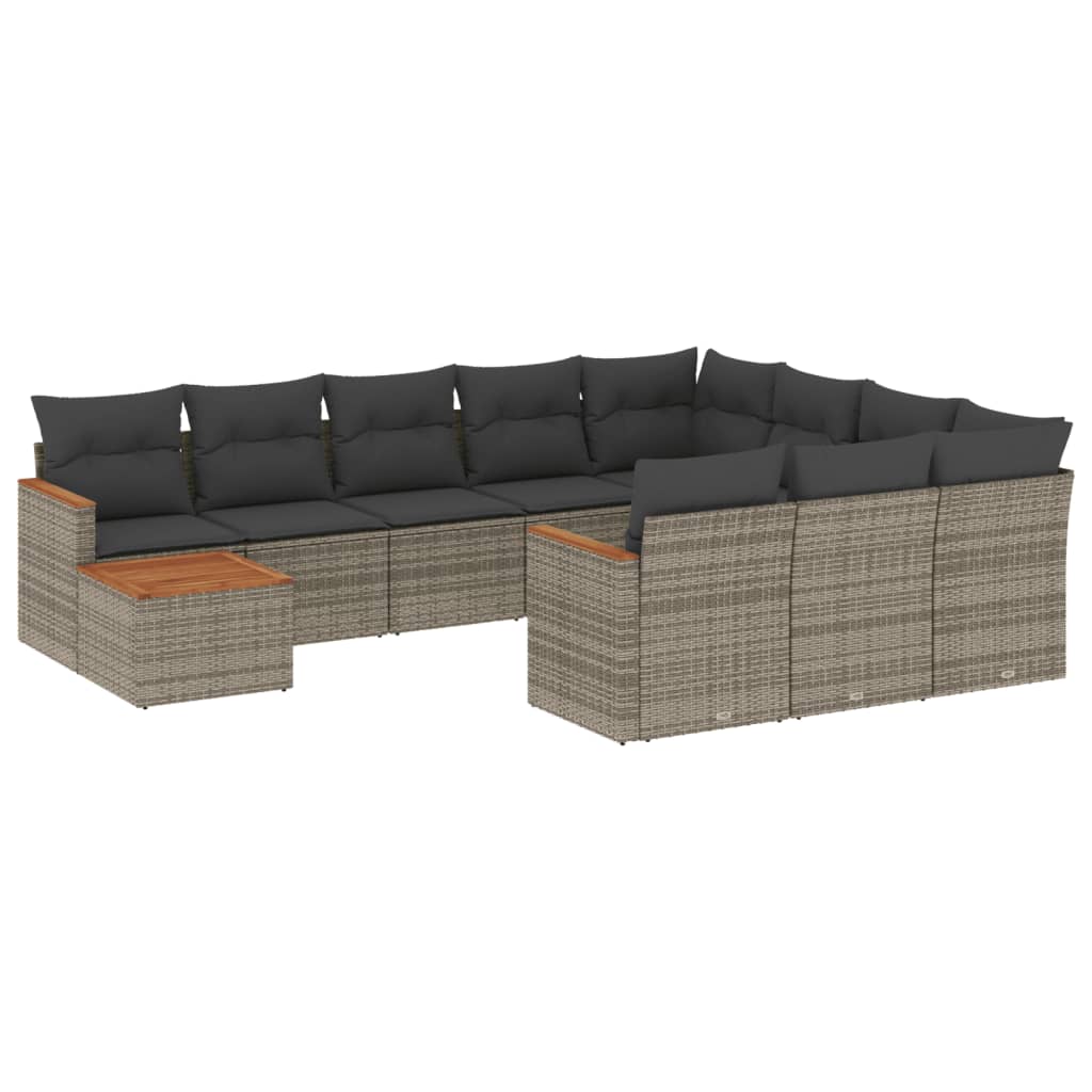 11-delige Loungeset met kussens poly rattan grijs is nu te koop bij PeponiXL, paradijselijk wonen!