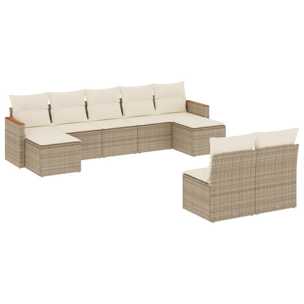 9-delige Loungeset met kussens poly rattan beige is nu te koop bij PeponiXL, paradijselijk wonen!